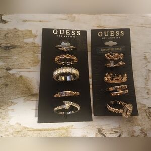 NWT Lot 2 Packs Of 10 GUESS Rose Gold & Silver Women's Ring Set Sizes 6 7 & 8